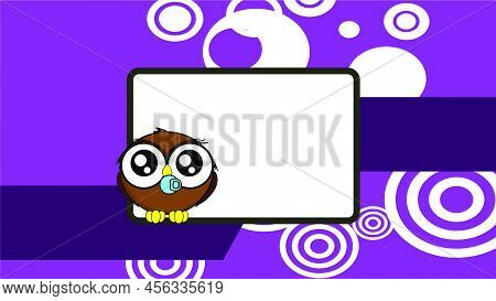 Happy Baby Owl Cartoon Background Illustration In Vector Format