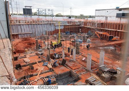 Brasilia, Brazil June 13, 2022 Construction Of New Commercial And Apartment Buildings In 511 Block O
