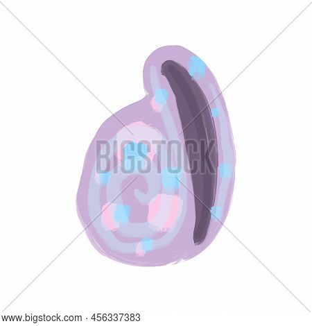 Vector Purple Rapan Sea Shell Painted In Watercolor. Summer Illustration Of The Underwater World.