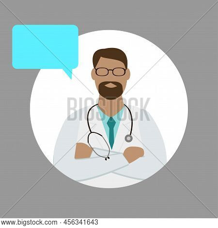 Doctor Question Answer Icon. Medical Concept. Health Care. Vector Illustration. Stock Image.