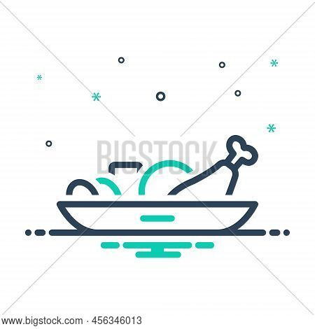 Mix Icon For Meal Food Eat Repast Meat Eatable Nutrition Foodstuff Protein Dish