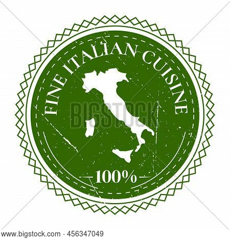 Vintage Italian Restaurant Graphics. Fine Italian Cuisine With Country Stamp. Cucina Italiana Writin