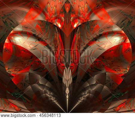 Computer Generated Colorful Fractal Artwork Imaging The Red Lillium Flower