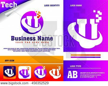 Tech Letter U Logo Design Vector Template