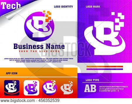 Tech Letter B Logo Design Vector Template