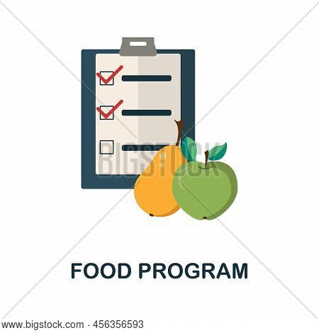 Food Program Flat Icon. Colored Element Sign From Online Medicine Collection. Flat Food Program Icon