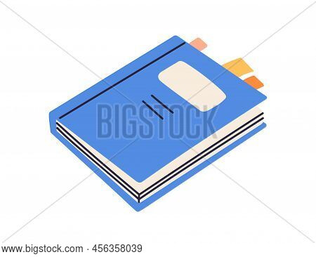Closed Paper Book With Bookmarks Sticking Out. Knowledge Literature. School Textbook For Studying, R