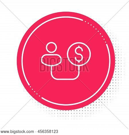 White Line Human And Money Icon Isolated On White Background. Concept Of Attracting Investments. Big