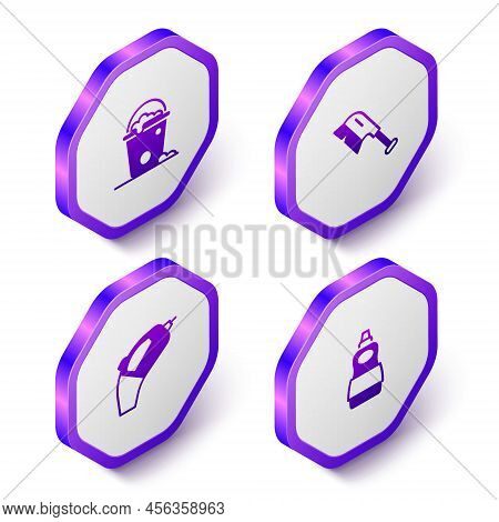 Set Isometric Bucket With Foam And Bubbles, Brush For Cleaning, Portable Vacuum Cleaner And Dishwash