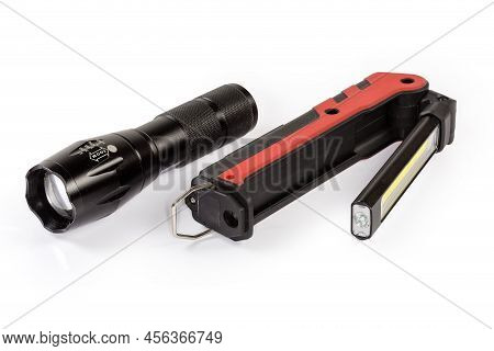 Modern Rechargeable Electric Led Flashlight With Folding Lamp And Tactical Led Flashlight In Black M