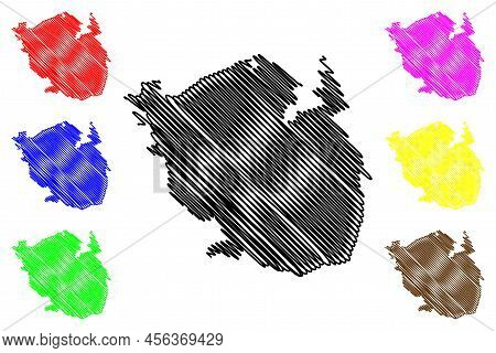 Funen Island (kingdom Of Denmark) Map Vector Illustration, Scribble Sketch Fyn Map