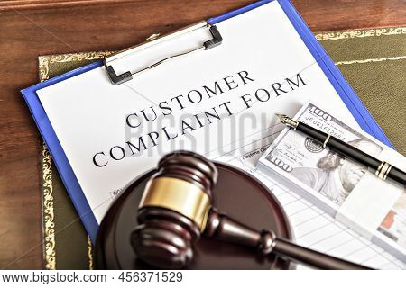 Close Up On A File Tab With The Word Complaints, Focus On The Main Text And Blur Effect. Concept Ima
