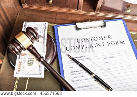 Close Up On A File Tab With The Word Complaints, Focus On The Main Text And Blur Effect. Concept Ima
