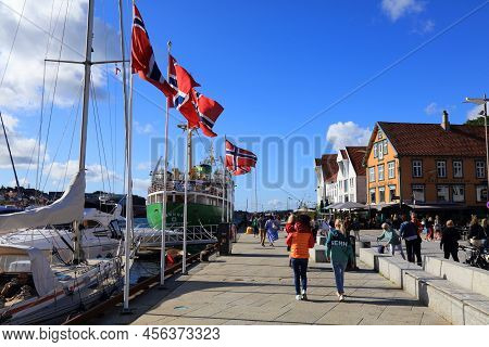 Stavanger, Norway - July 20, 2020: People Visit Borough Of Storhaug In Stavanger, Norway. Stavanger 