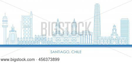 Outline Skyline Panorama Of City Of Santiago, Chile - Vector Illustration