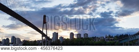 Skytrain And Pattullo Bridge In New Westminster And Surrey, Greater Vancouver, British Columbia, Can