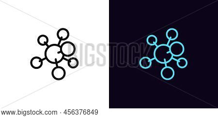 Outline Molecule Icon, With Editable Stroke. Molecular Structure Sign, Chemical Compound Pictogram. 