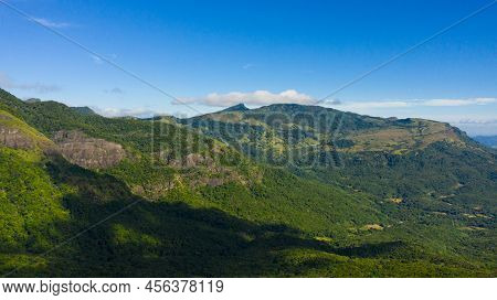 Tropical Mountain Range And Mountain Slopes With Rainforest. Sri Lanka. Riverston, Sri Lanka.