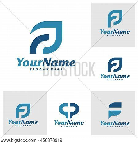 Set Of Letter Fp Logo Design Vector Template, Initial Fp Logo Concepts Illustration.