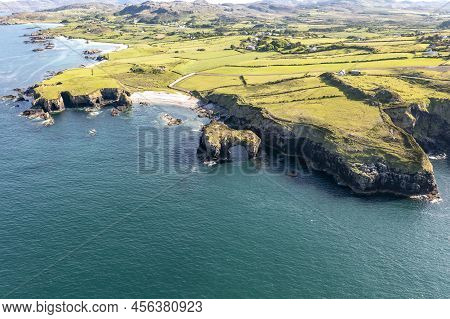 Aerial View Of The Great Pollet Sea Arch, Fanad Peninsula, County Donegal, Ireland
