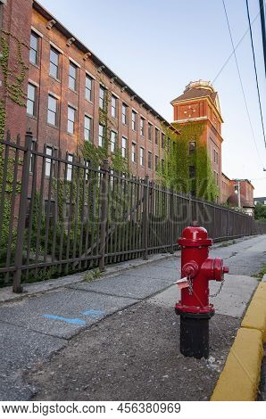 The Historic Brick Pepperell Center Or Former Mill Building In The Town Of Biddeford Maine Usa
