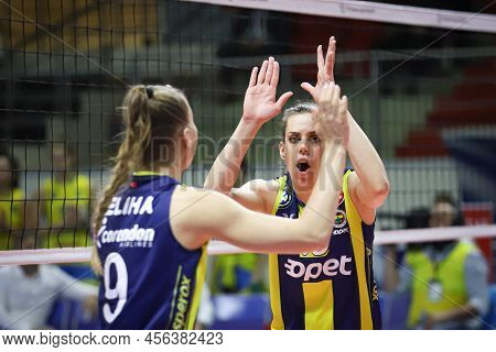 Istanbul, Turkey - January 19, 2022: Mina Popovic In Fenerbahce Vs Vc Maritza Cev Champions League V
