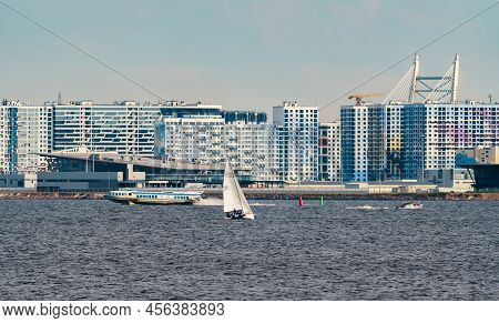 Russia, St. Petersburg, 10 June 2022: The Residential Complex Under Construction On The Embankment O