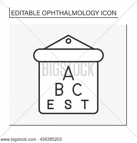 Table Line Icon. Special Tables With Optotypes. Checking. Ophthalmology Concept. Isolated Vector Ill
