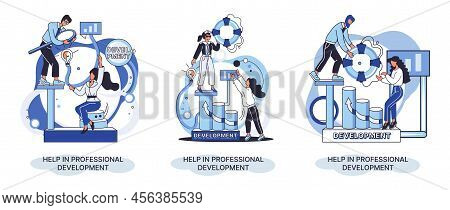 Help In Professional Development Metaphor. Qualified Employee Training Program. Refresher Course. Hu