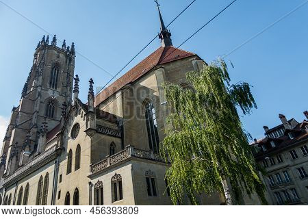 Incredible Beautiful City Of Freiburg In Switzerland. Architecture And Panoramas
