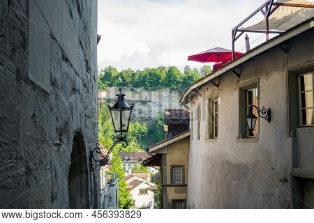 Incredible Beautiful City Of Freiburg In Switzerland. Architecture And Panoramas