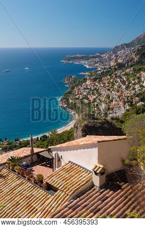 View Of The Sea And The Cote D'azur From The Fortress Of The Ancient Castle In Roquebrune-cap-martin