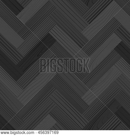 Gray Wooden Parquet, Seamless Herringbone Pattern. Grayscale Hardwood Zigzag Laminate Floor. Wood Gr