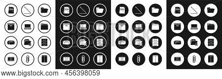Set Document Folder, Laptop, Carton Cardboard Box, File Document, Pencil With Eraser And Line, Drawe