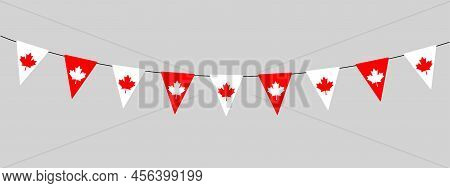 Canada Day, Flag Of Canada, Bunting Garland, String Of Triangular Flags For Outdoor Party, Red Maple