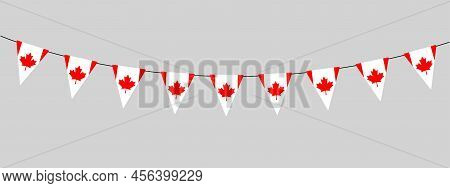 Canada Day, Flag Of Canada, Bunting Garland, String Of Triangular Flags For Outdoor Party, Red Maple