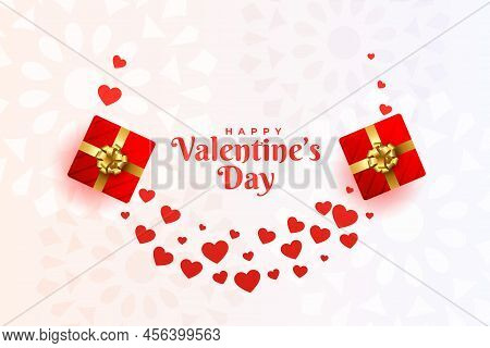 Valentines Day Greeting With Hearts And Gift Boxes