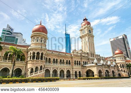 Kuala Lumpur, Malaysia - June 12, 2022: Old And New Icon Of The Malaysian Capital. The Clock Tower O