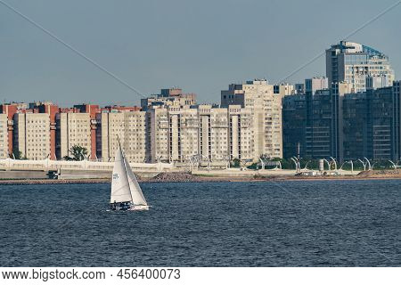 Russia, St. Petersburg, 10 June 2022: The Residential Complex Under Construction On The Embankment O