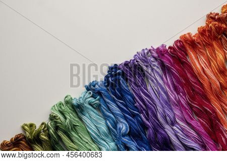 Mouline Threads. Colorful Cotton Craft Threads On White Background.