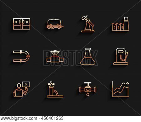Set Line Nature Saving Protest, Oil Pump Or Pump Jack, Stacks Paper Money Cash, Broken Pipe With Lea