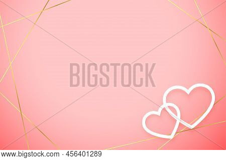 Cute Valentines Day Card With Hearts And Golden Lines Vector Design Illustration