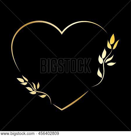 Frame Heart Vintage In Linear Style. Doodle Vector Illustration. Vector Illustration. Stock Image.