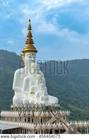 Five Buddhas At Wat Phra Thart Pha Son Kaew Located In Khao Kho, Phetchabun Province Of Thailand. Bu