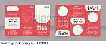 Traditional Indian Cuisine Restaurant Trifold Brochure Template Design. Zig-zag Folded Leaflet Set W