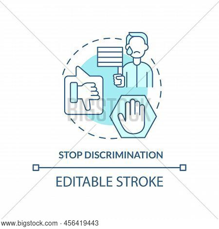 Stop Discrimination Turquoise Concept Icon. Unjust Treatment. Dealing With Lgbt Issue Abstract Idea 