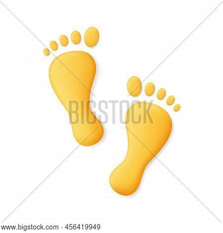 Human Footprint. 3d Human Footprint. 3d Footprint Icon. Silhouette Of Baby Foot. Path Of Barefoot. C