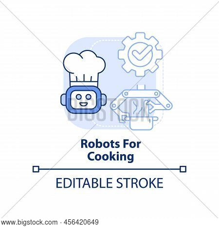 Robots For Cooking Light Blue Concept Icon. Successful Restaurant Business Abstract Idea Thin Line I