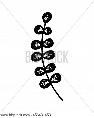 Vector Branch Icon. Tree Branch. Tree Branch Silhouette Icon, Clip Art, Doodle Style. Hand Drawing. 