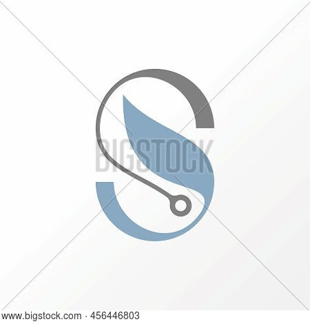 Simple And Unique Letter Or Word S Font On Flip Or Backwards With Leaf And Tech Image Graphic Icon L